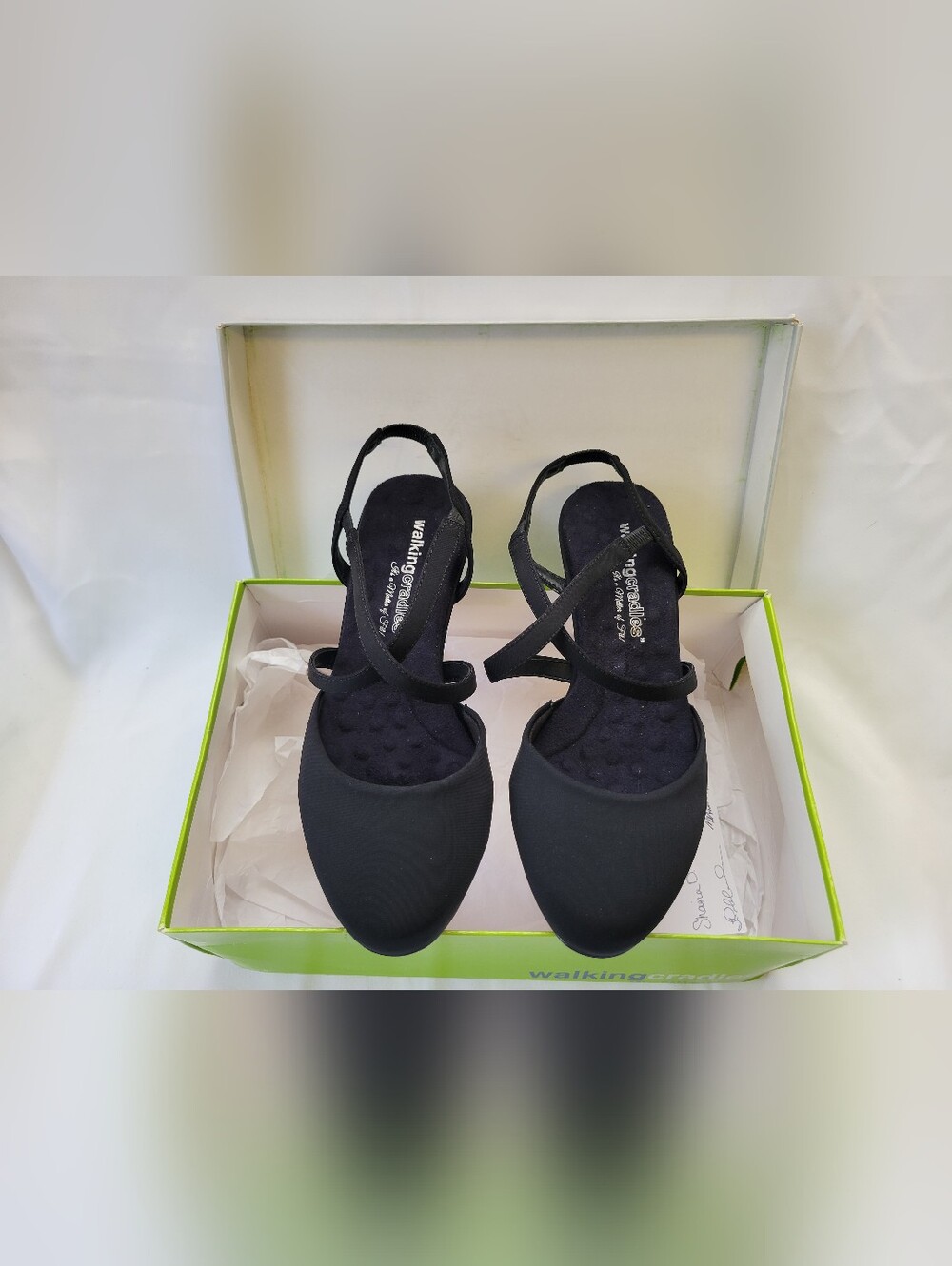 WALKING CRADLES Womens Sz 8WW Black Sling Back